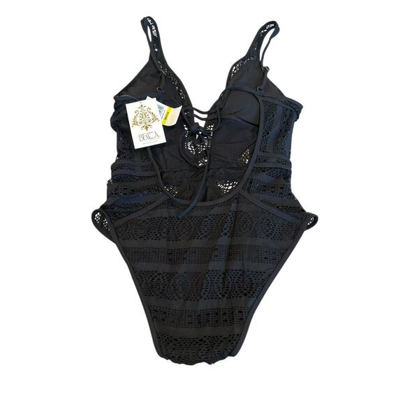 NWT BECCA Women's Black Color Play Plunge Neck One Piece Swimsuit Size M - Picture 5 of 9